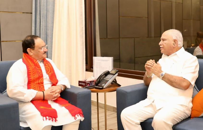 B S Yediyurappa meets BJP president J P Nadda